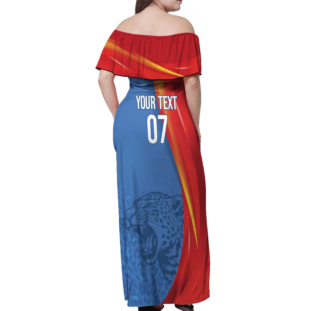 DR Congo Football 2026 Les Leopards Custom Off Shoulder Maxi Dress Glory Upon Glory - Wonder Print Shop