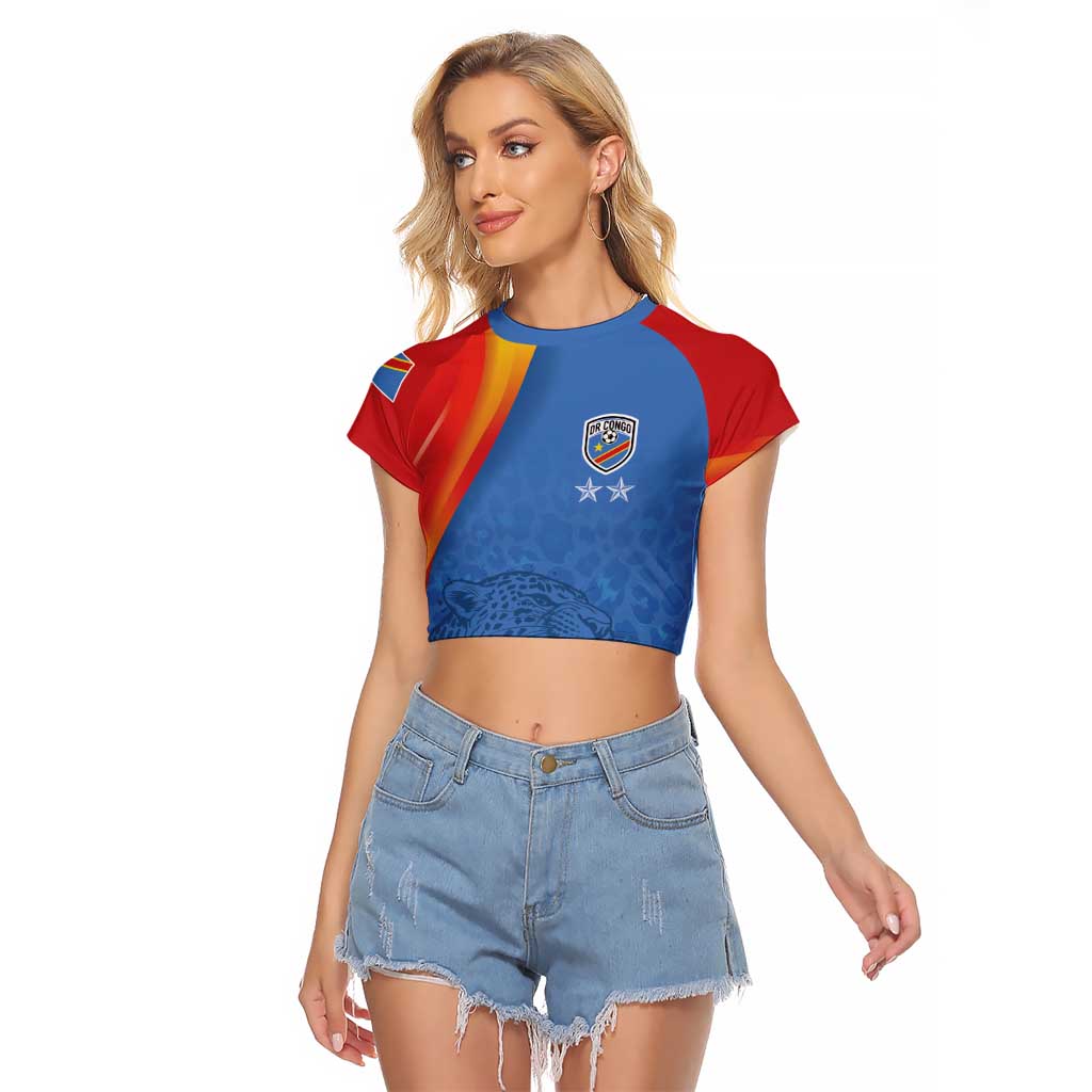DR Congo Football 2026 Les Leopards Custom Raglan Cropped T Shirt Glory Upon Glory - Wonder Print Shop