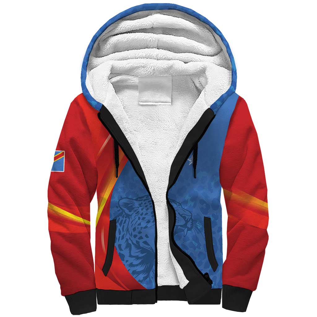 DR Congo Football 2026 Les Leopards Custom Sherpa Hoodie Glory Upon Glory - Wonder Print Shop