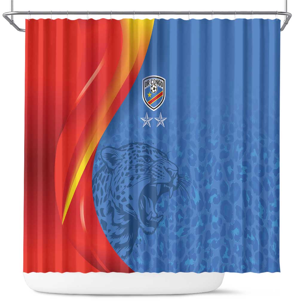 DR Congo Football 2026 Les Leopards Shower Curtain Glory Upon Glory - Wonder Print Shop