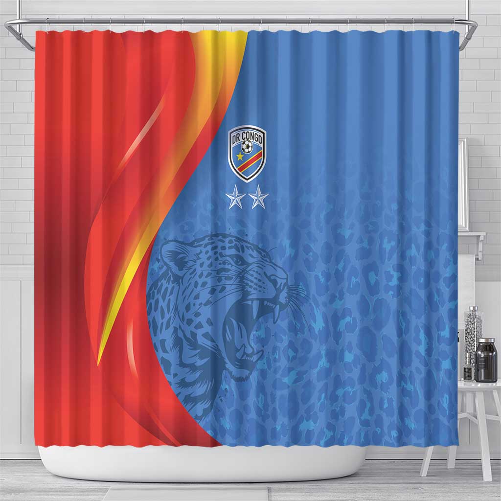 DR Congo Football 2026 Les Leopards Shower Curtain Glory Upon Glory - Wonder Print Shop