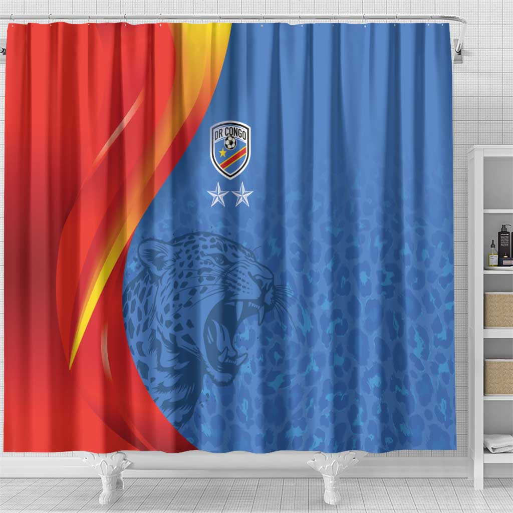 DR Congo Football 2026 Les Leopards Shower Curtain Glory Upon Glory - Wonder Print Shop