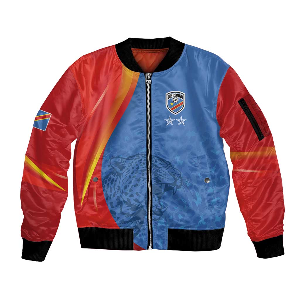DR Congo Football 2026 Les Leopards Custom Sleeve Zip Bomber Jacket Glory Upon Glory - Wonder Print Shop