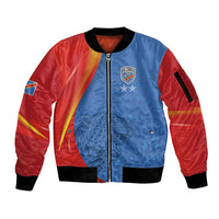 DR Congo Football 2026 Les Leopards Custom Sleeve Zip Bomber Jacket Glory Upon Glory - Wonder Print Shop