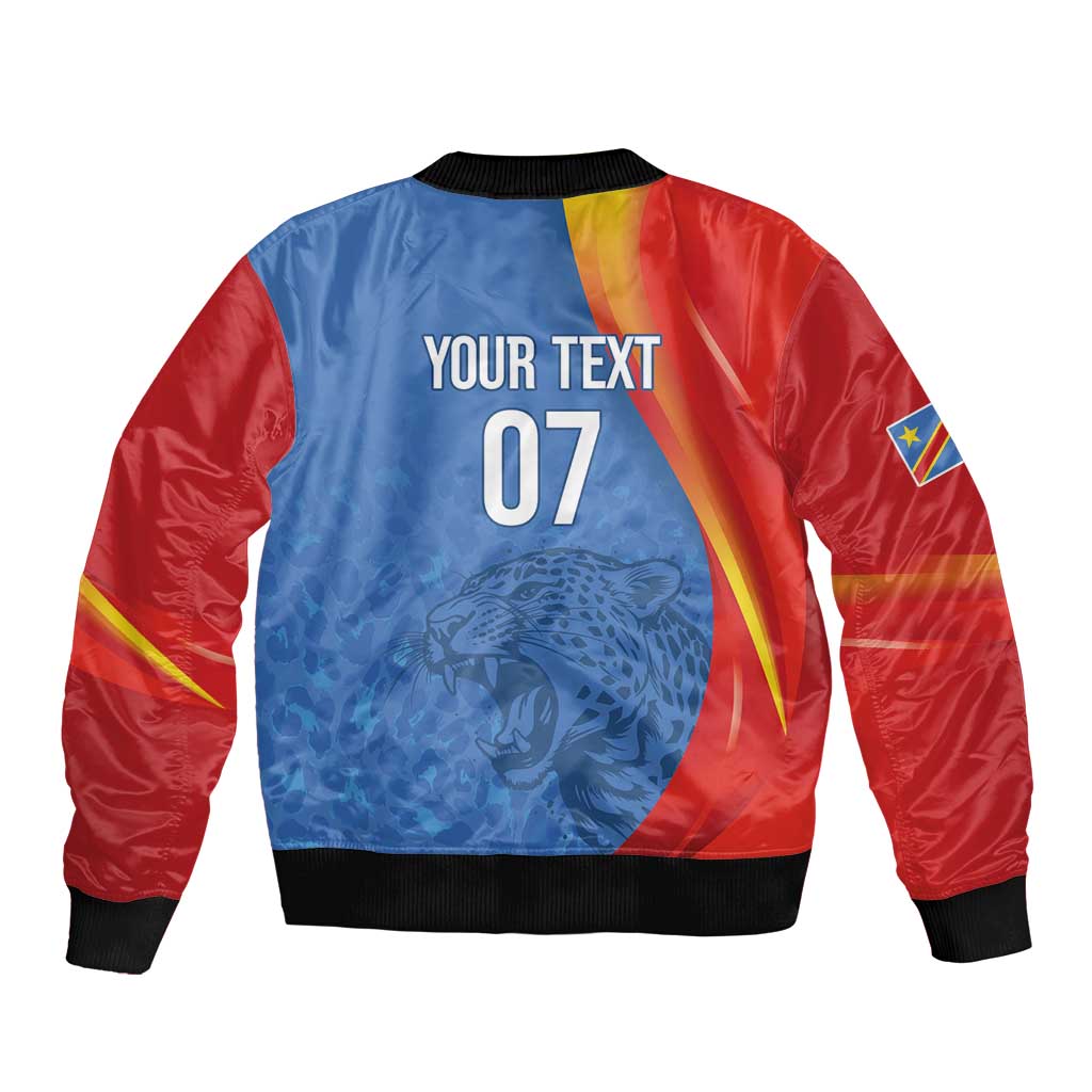 DR Congo Football 2026 Les Leopards Custom Sleeve Zip Bomber Jacket Glory Upon Glory - Wonder Print Shop