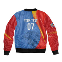 DR Congo Football 2026 Les Leopards Custom Sleeve Zip Bomber Jacket Glory Upon Glory - Wonder Print Shop