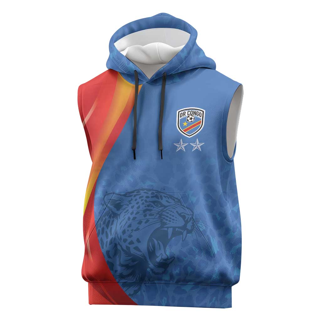 DR Congo Football 2026 Les Leopards Custom Sleeveless Hoodie Glory Upon Glory - Wonder Print Shop