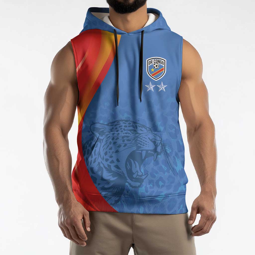 DR Congo Football 2026 Les Leopards Custom Sleeveless Hoodie Glory Upon Glory - Wonder Print Shop