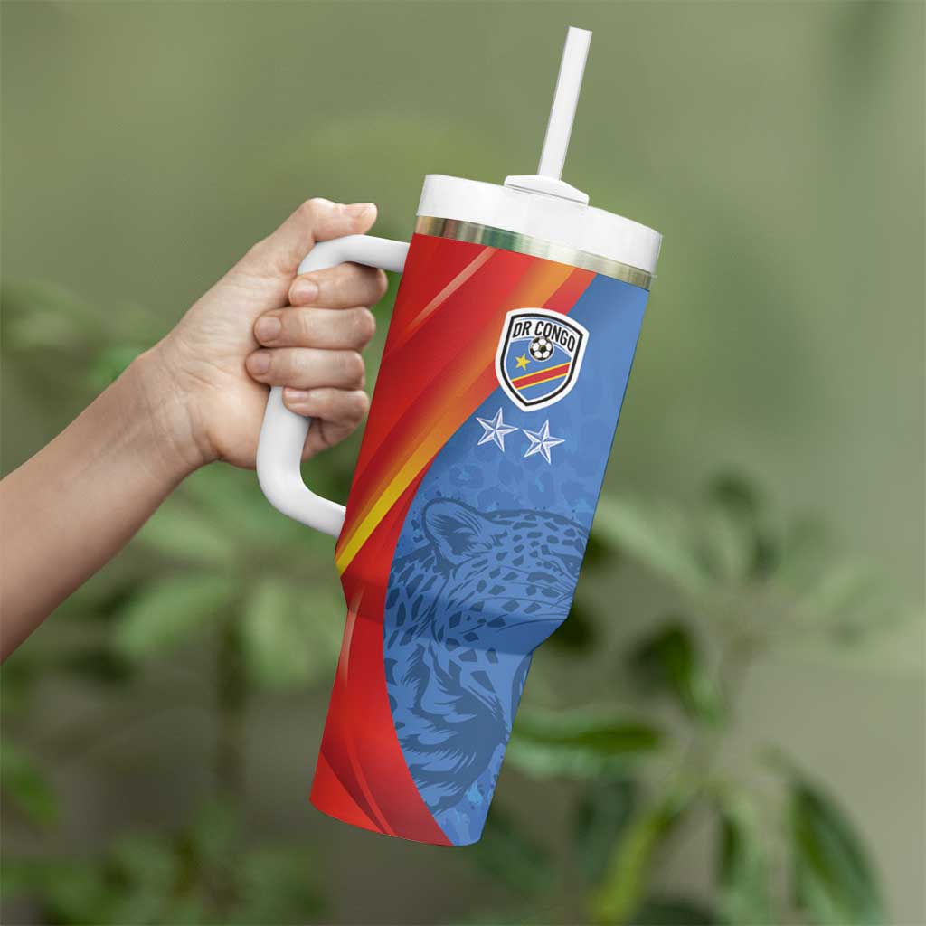 DR Congo Football 2026 Les Leopards Custom Tumbler With Handle Glory Upon Glory - Wonder Print Shop