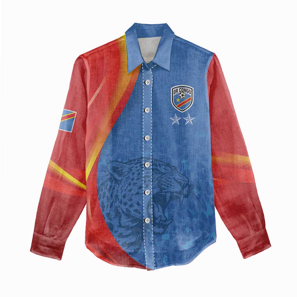 DR Congo Football 2026 Les Leopards Custom Women Casual Shirt Glory Upon Glory - Wonder Print Shop