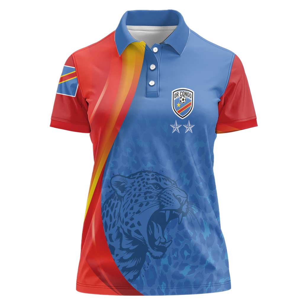 DR Congo Football 2026 Les Leopards Custom Women Polo Shirt Glory Upon Glory - Wonder Print Shop