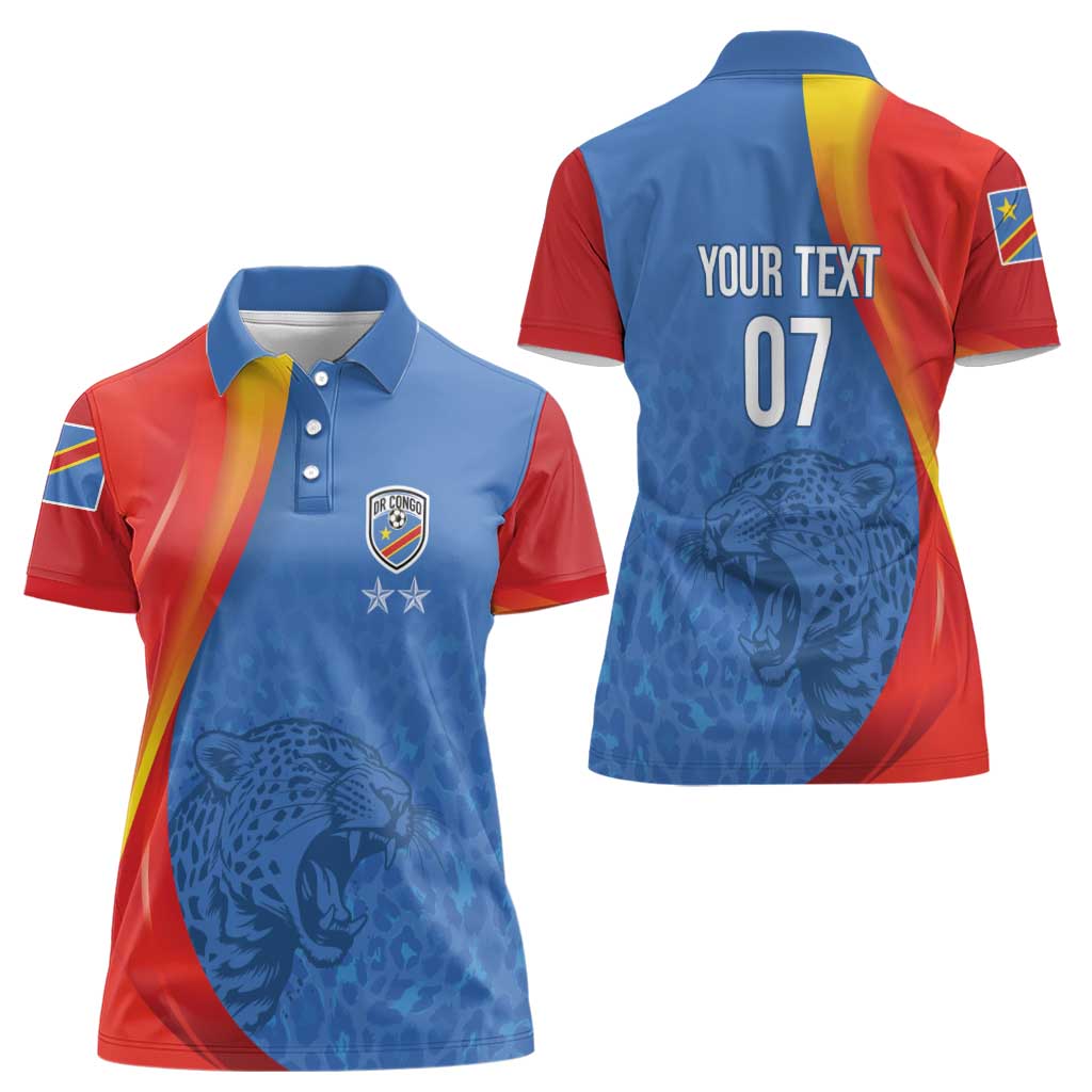 DR Congo Football 2026 Les Leopards Custom Women Polo Shirt Glory Upon Glory - Wonder Print Shop