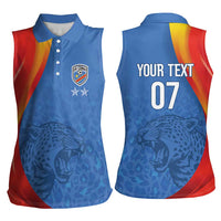 DR Congo Football 2026 Les Leopards Custom Women Sleeveless Polo Shirt Glory Upon Glory - Wonder Print Shop