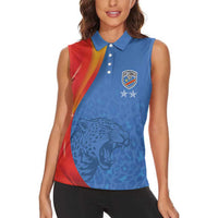 DR Congo Football 2026 Les Leopards Custom Women Sleeveless Polo Shirt Glory Upon Glory - Wonder Print Shop