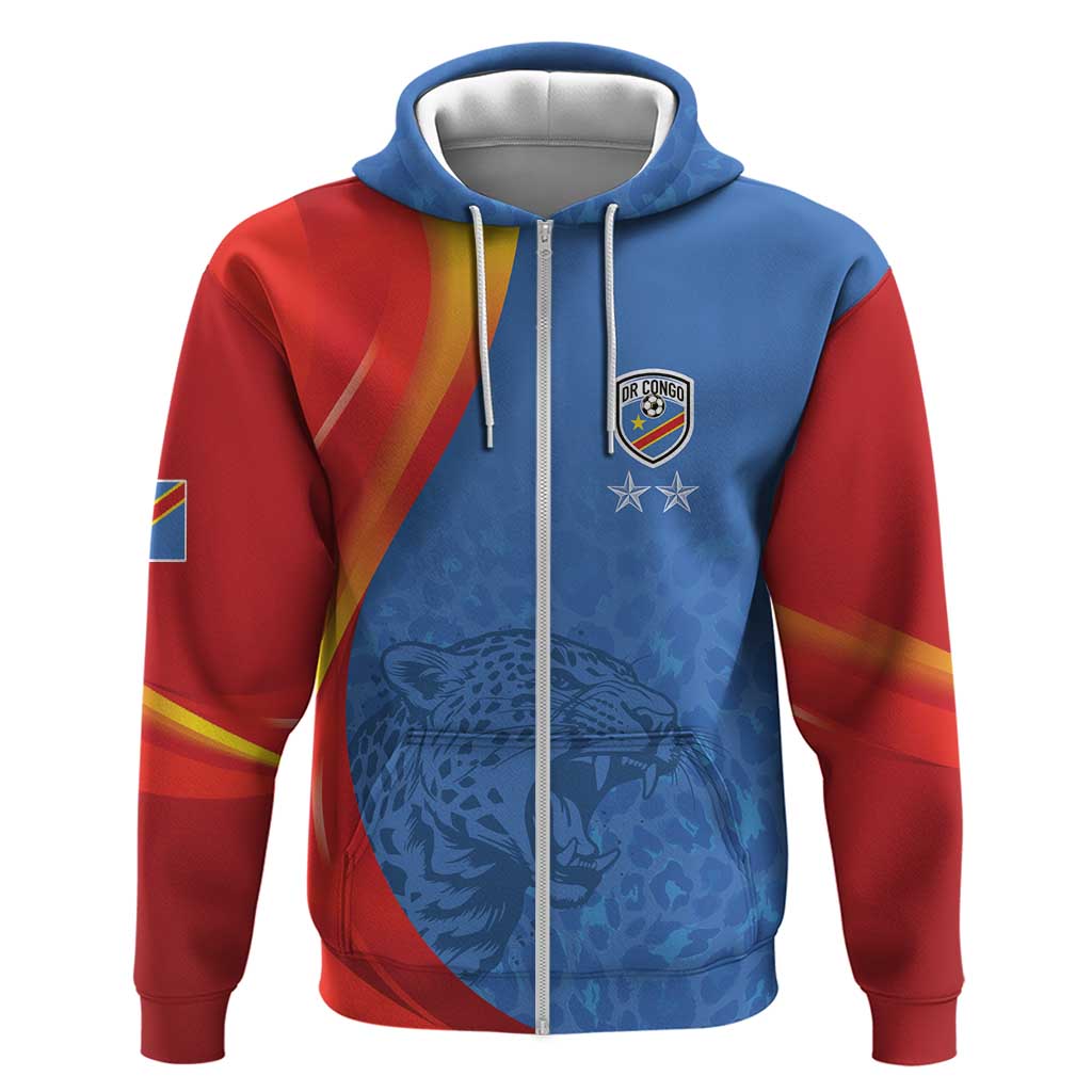 DR Congo Football 2026 Les Leopards Custom Zip Hoodie Glory Upon Glory - Wonder Print Shop