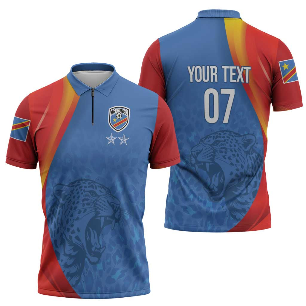 DR Congo Football 2026 Les Leopards Custom Zipper Polo Shirt Glory Upon Glory - Wonder Print Shop