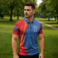 DR Congo Football 2026 Les Leopards Custom Zipper Polo Shirt Glory Upon Glory - Wonder Print Shop