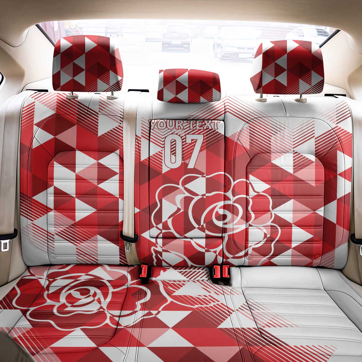 England Rugby Custom Back Car Seat Cover Crystalised Red Rose