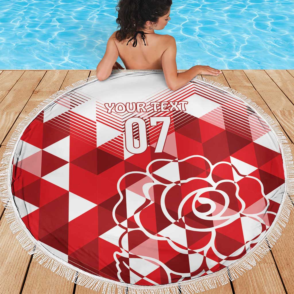 England Rugby Custom Beach Blanket Crystalised Red Rose