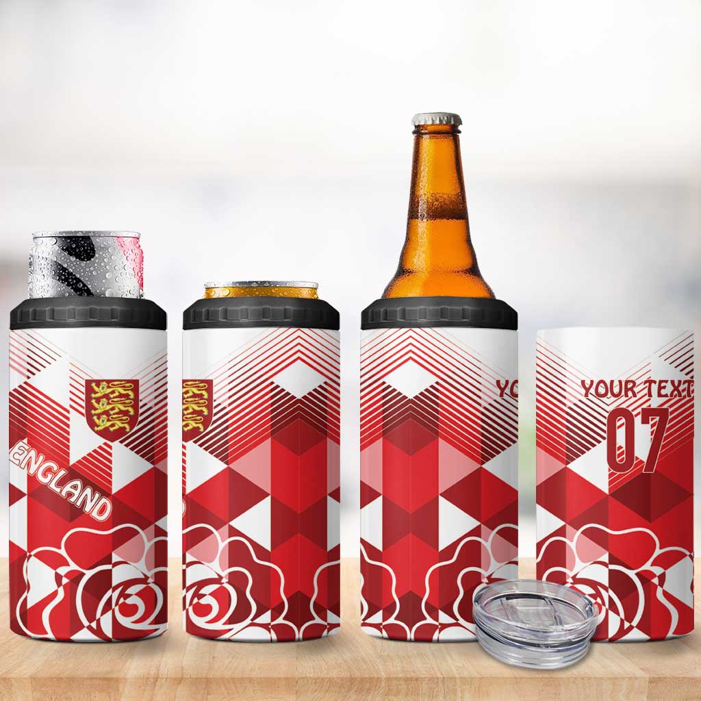 England Rugby Custom 4 in 1 Can Cooler Tumbler Crystalised Red Rose