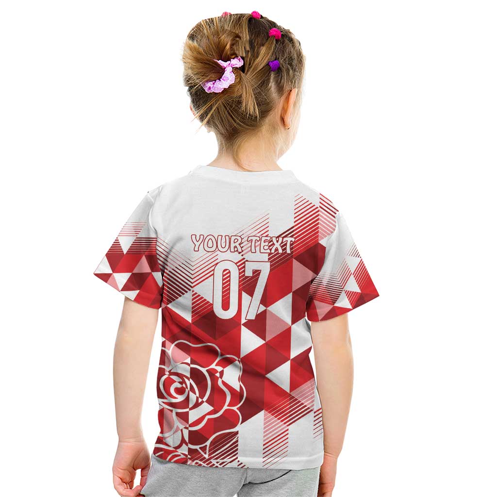 England Rugby Custom Kid T Shirt Crystalised Red Rose - Wonder Print Shop