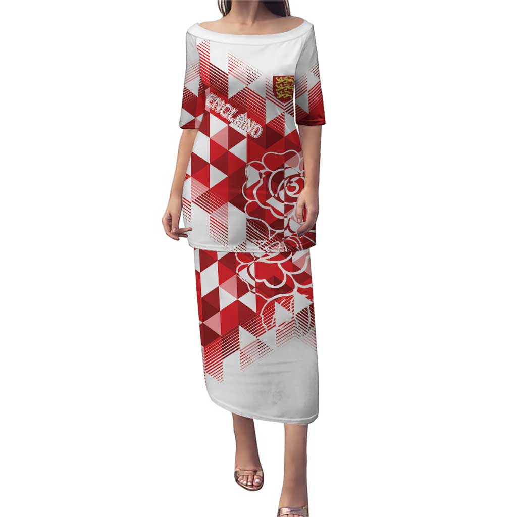 England Rugby Custom Puletasi Crystalised Red Rose - Wonder Print Shop