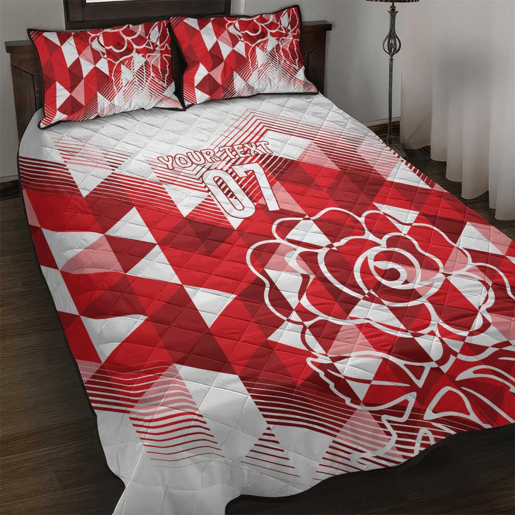 England Rugby Custom Quilt Bed Set Crystalised Red Rose - Wonder Print Shop