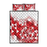 England Rugby Custom Quilt Bed Set Crystalised Red Rose - Wonder Print Shop