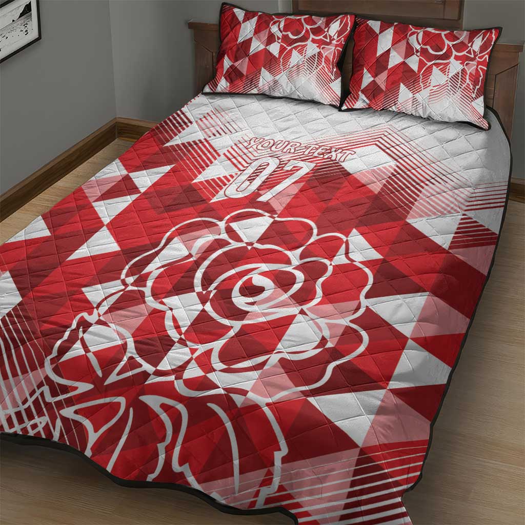 England Rugby Custom Quilt Bed Set Crystalised Red Rose - Wonder Print Shop