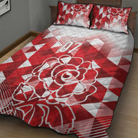 England Rugby Custom Quilt Bed Set Crystalised Red Rose - Wonder Print Shop