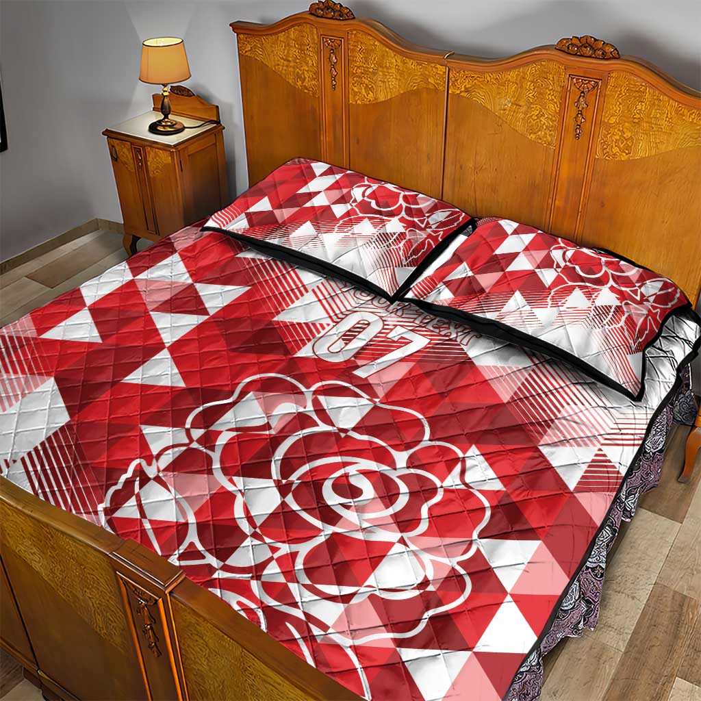 England Rugby Custom Quilt Bed Set Crystalised Red Rose - Wonder Print Shop