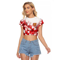 England Rugby Custom Raglan Cropped T Shirt Crystalised Red Rose - Wonder Print Shop