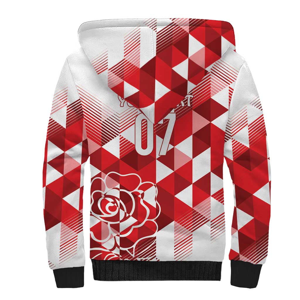 England Rugby Custom Sherpa Hoodie Crystalised Red Rose - Wonder Print Shop