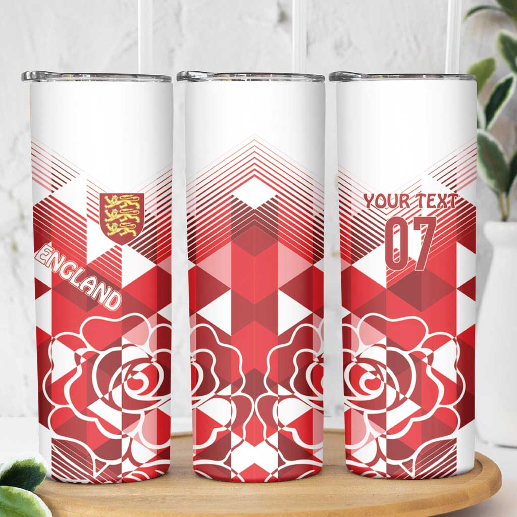 England Rugby Custom Skinny Tumbler Crystalised Red Rose - Wonder Print Shop