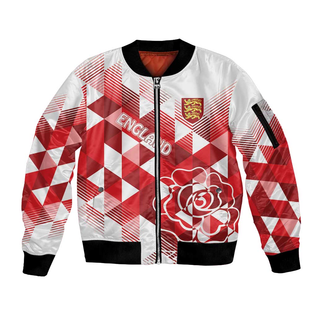 England Rugby Custom Sleeve Zip Bomber Jacket Crystalised Red Rose - Wonder Print Shop