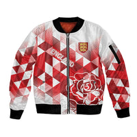 England Rugby Custom Sleeve Zip Bomber Jacket Crystalised Red Rose - Wonder Print Shop