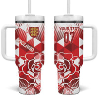 England Rugby Custom Tumbler With Handle Crystalised Red Rose - Wonder Print Shop