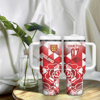 England Rugby Custom Tumbler With Handle Crystalised Red Rose - Wonder Print Shop