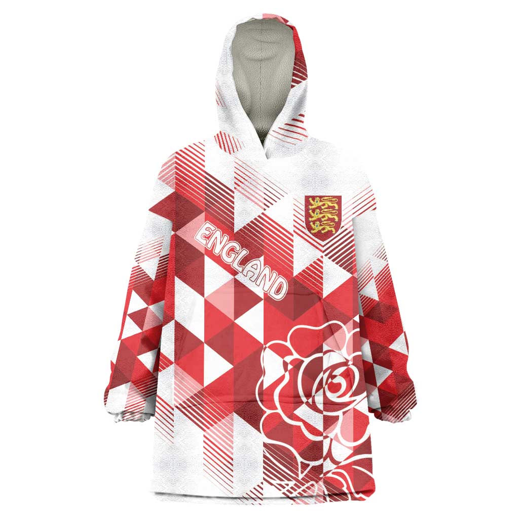 England Rugby Custom Wearable Blanket Hoodie Crystalised Red Rose - Wonder Print Shop