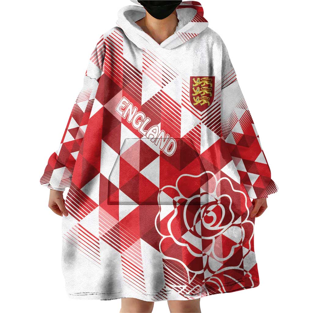 England Rugby Custom Wearable Blanket Hoodie Crystalised Red Rose - Wonder Print Shop