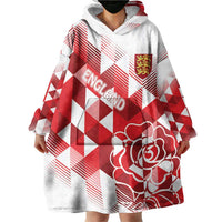 England Rugby Custom Wearable Blanket Hoodie Crystalised Red Rose - Wonder Print Shop
