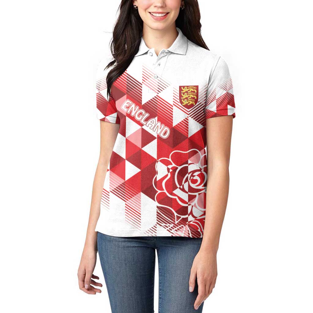 England Rugby Custom Women Polo Shirt Crystalised Red Rose - Wonder Print Shop