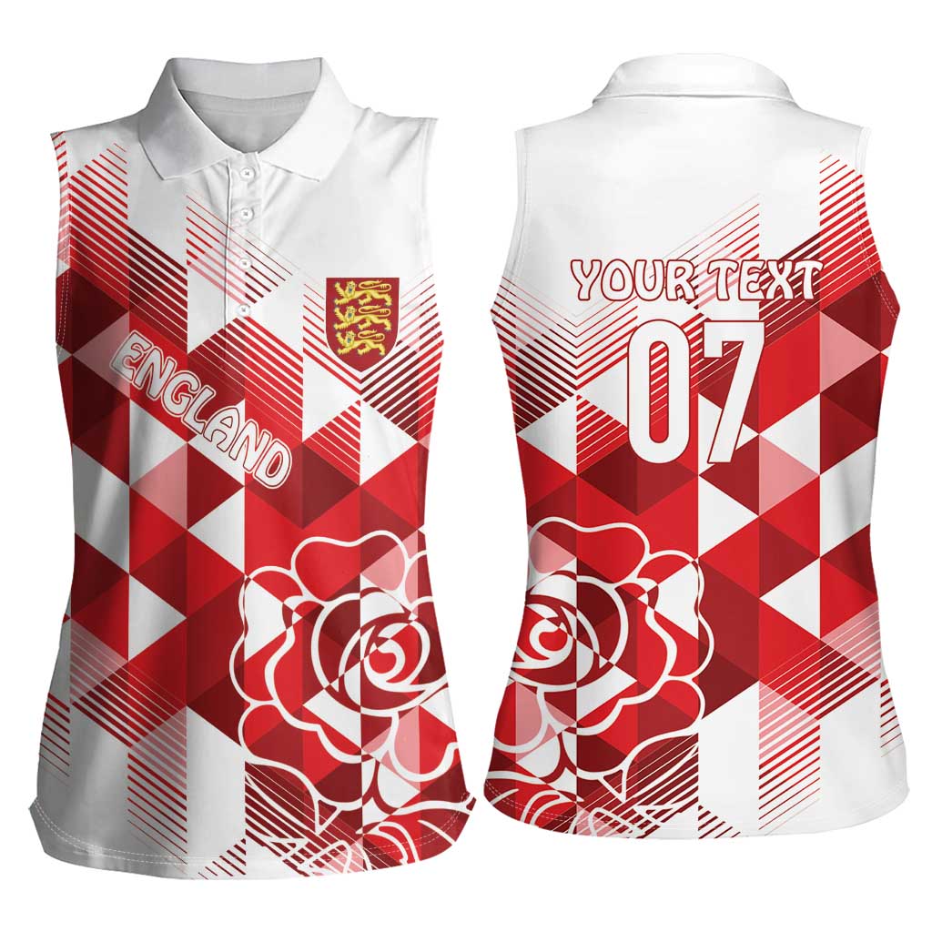 England Rugby Custom Women Sleeveless Polo Shirt Crystalised Red Rose - Wonder Print Shop