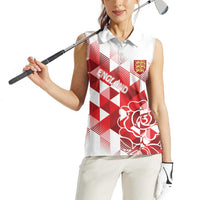 England Rugby Custom Women Sleeveless Polo Shirt Crystalised Red Rose - Wonder Print Shop
