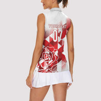 England Rugby Custom Women Sleeveless Polo Shirt Crystalised Red Rose - Wonder Print Shop