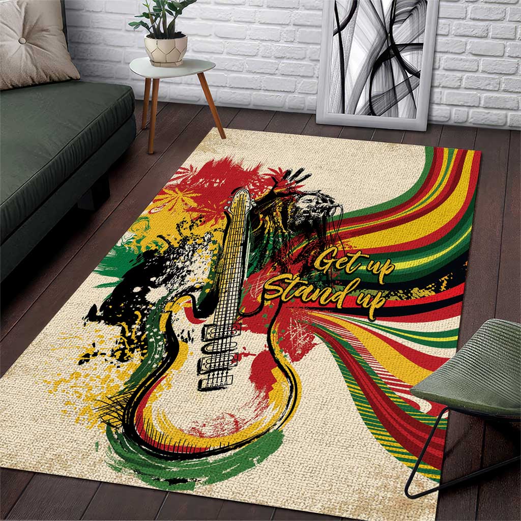 Reggae Soul B.Marley Grungy Area Rug Get Up Stand Up - Wonder Print Shop