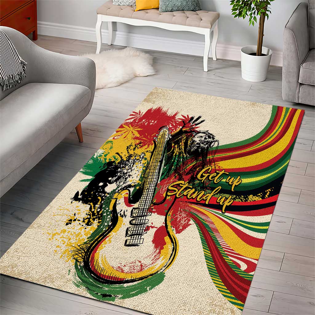 Reggae Soul B.Marley Grungy Area Rug Get Up Stand Up - Wonder Print Shop