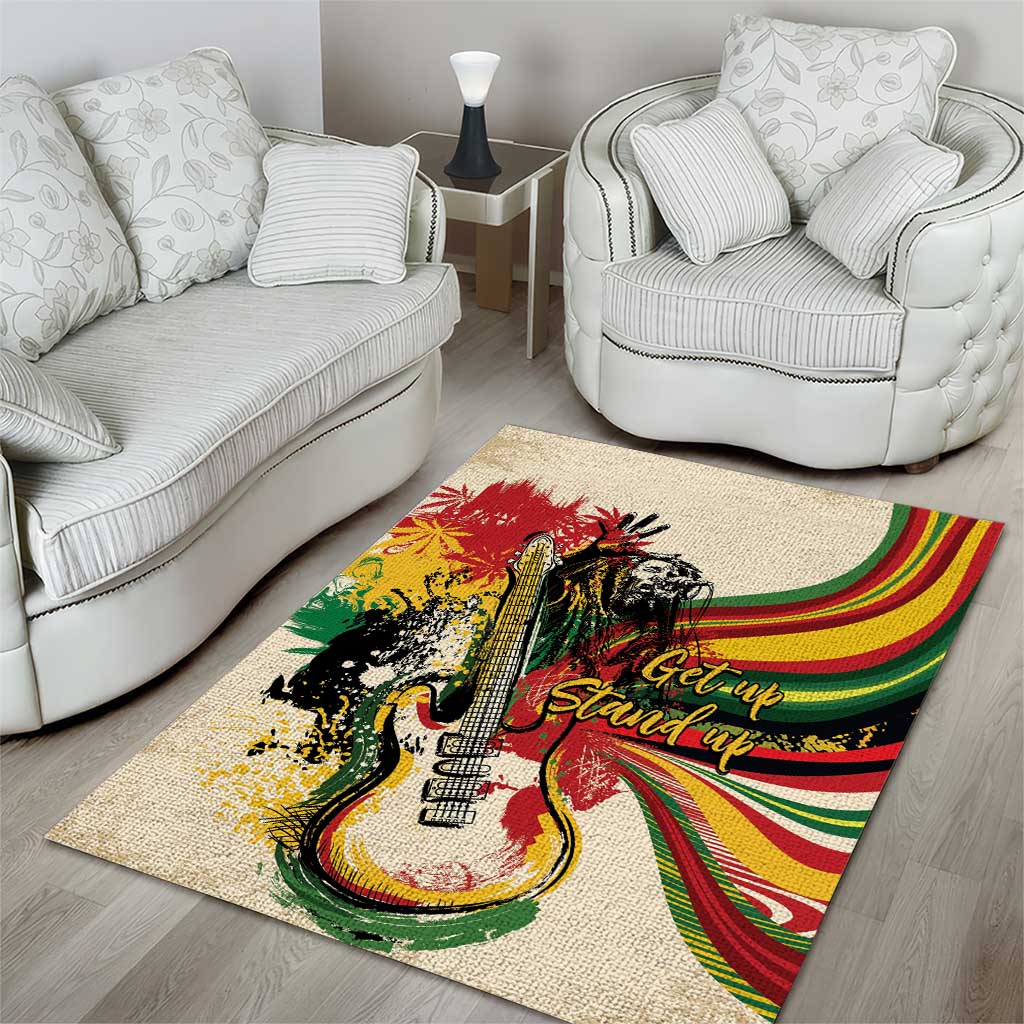Reggae Soul B.Marley Grungy Area Rug Get Up Stand Up - Wonder Print Shop