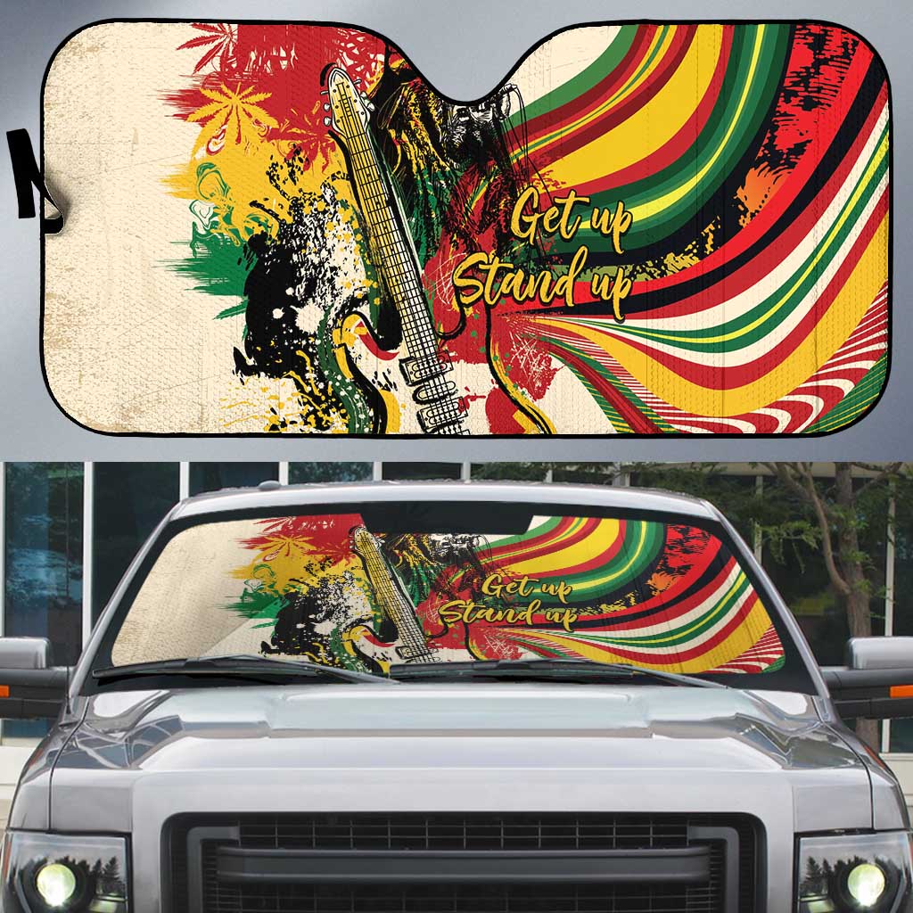 Reggae Soul B.Marley Grungy Auto Sun Shade Get Up Stand Up - Wonder Print Shop