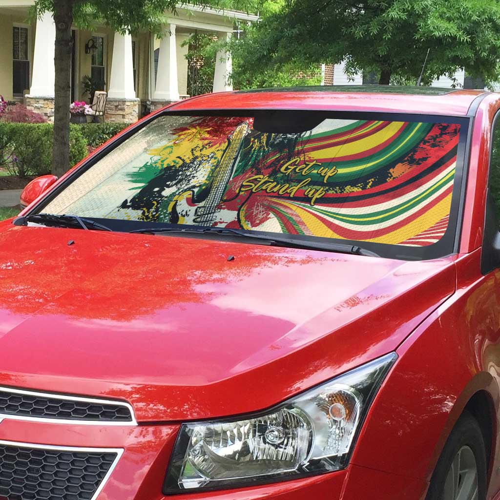Reggae Soul B.Marley Grungy Auto Sun Shade Get Up Stand Up - Wonder Print Shop